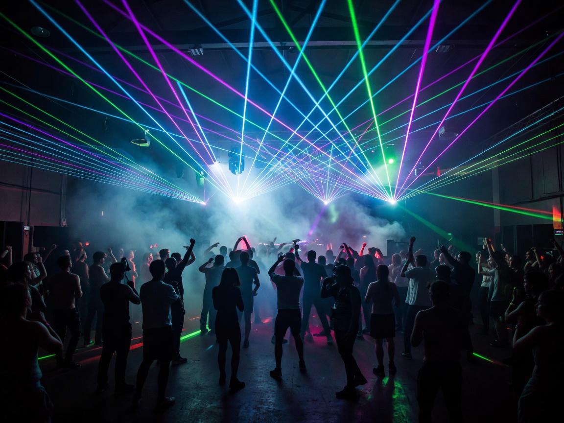 Rampage indoor drum and bass laser installation